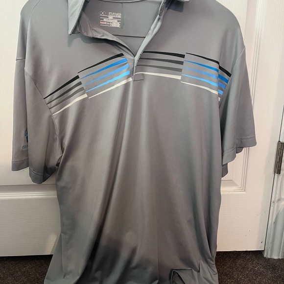 Men's Gray and Blue Striped Shirt - Picture 1 of 2